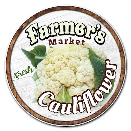 Signmission Farmers Market Cauliflower Circle Vinyl Laminated Decal, D-8-CIR-Cauliflower D-8-CIR-Cauliflower
